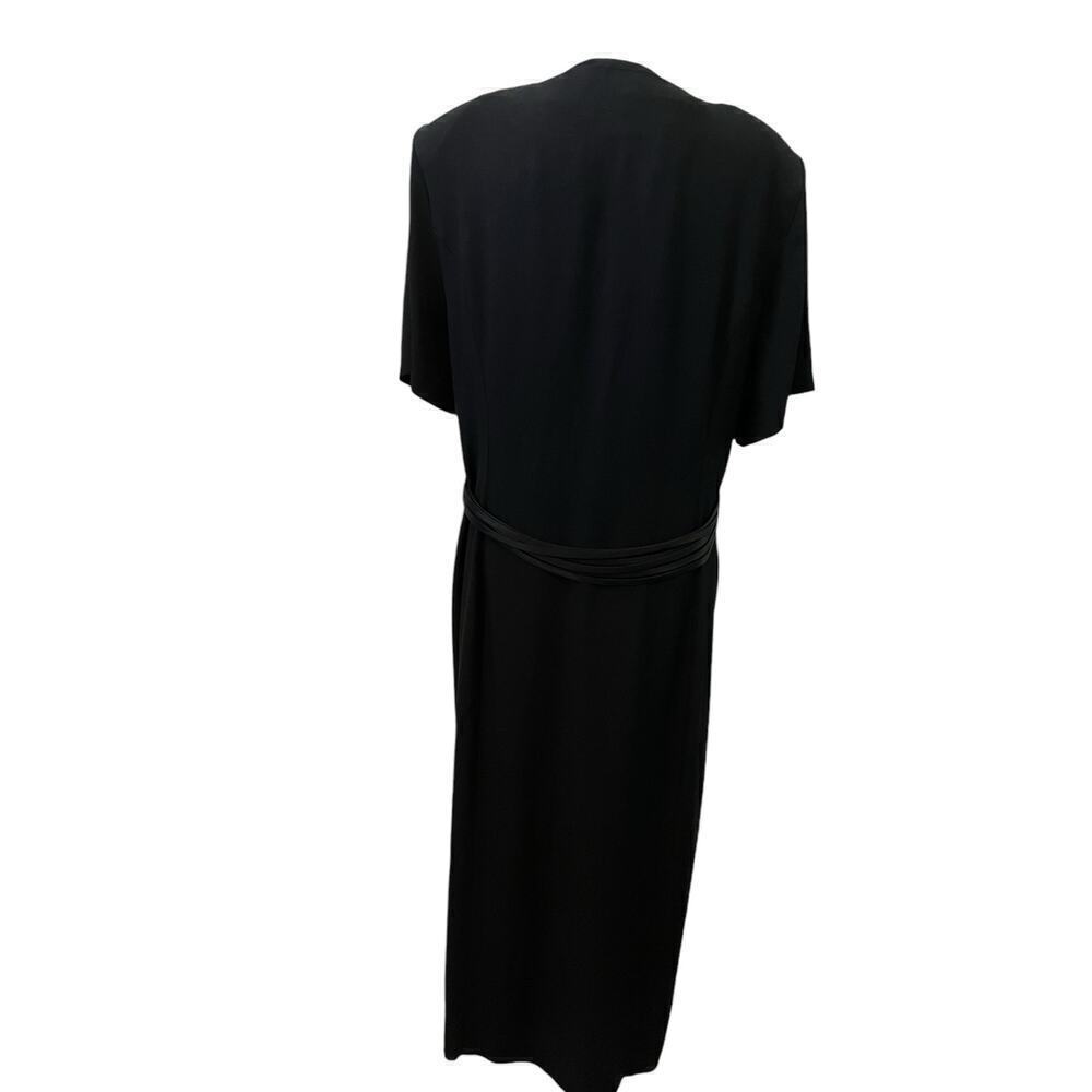 Vintage Dawn Joy II Black Long USA Button Down w/Satin Buttons Dress  16W​ - Picture 2 of 10